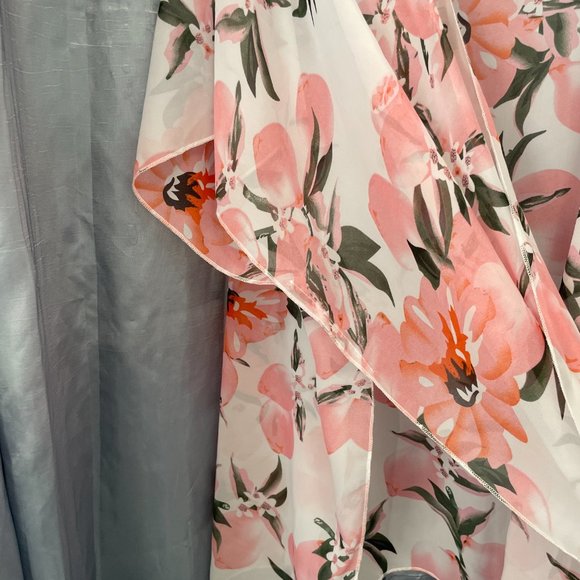 UNKNOWN BRAND White & Pink Lemon Fruit Pattern Cardigan/Shawl/Wrap - O/S - Picture 3 of 4